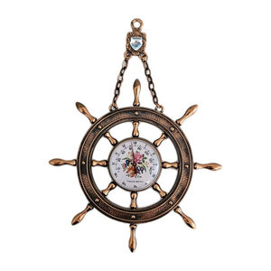 VTG Decorative Ship's Wheel Thermometer with Floral Dial and "TROPICALE" Crest
